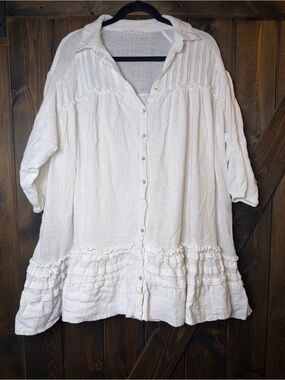 Karlie Babydoll Puff Sleeve Ruffle Oversized Dress Boho Cottagecore M